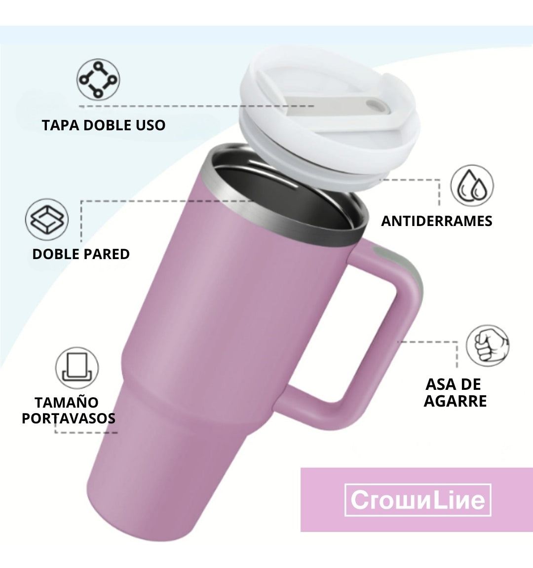 Termo 40 oz | Crownline | Acero Inoxidable con Popote