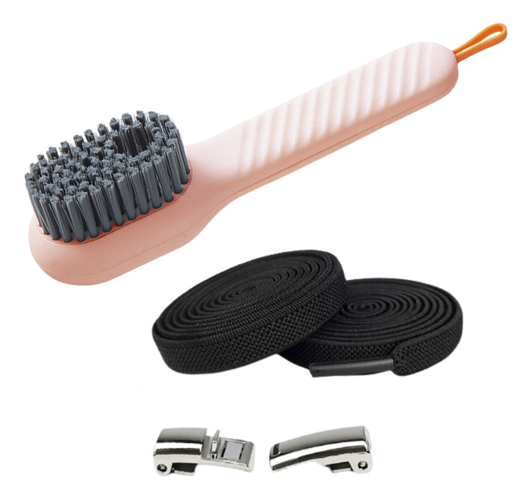 Kit para Lavar Tenis | Cepillo + Agujetas Elásticas