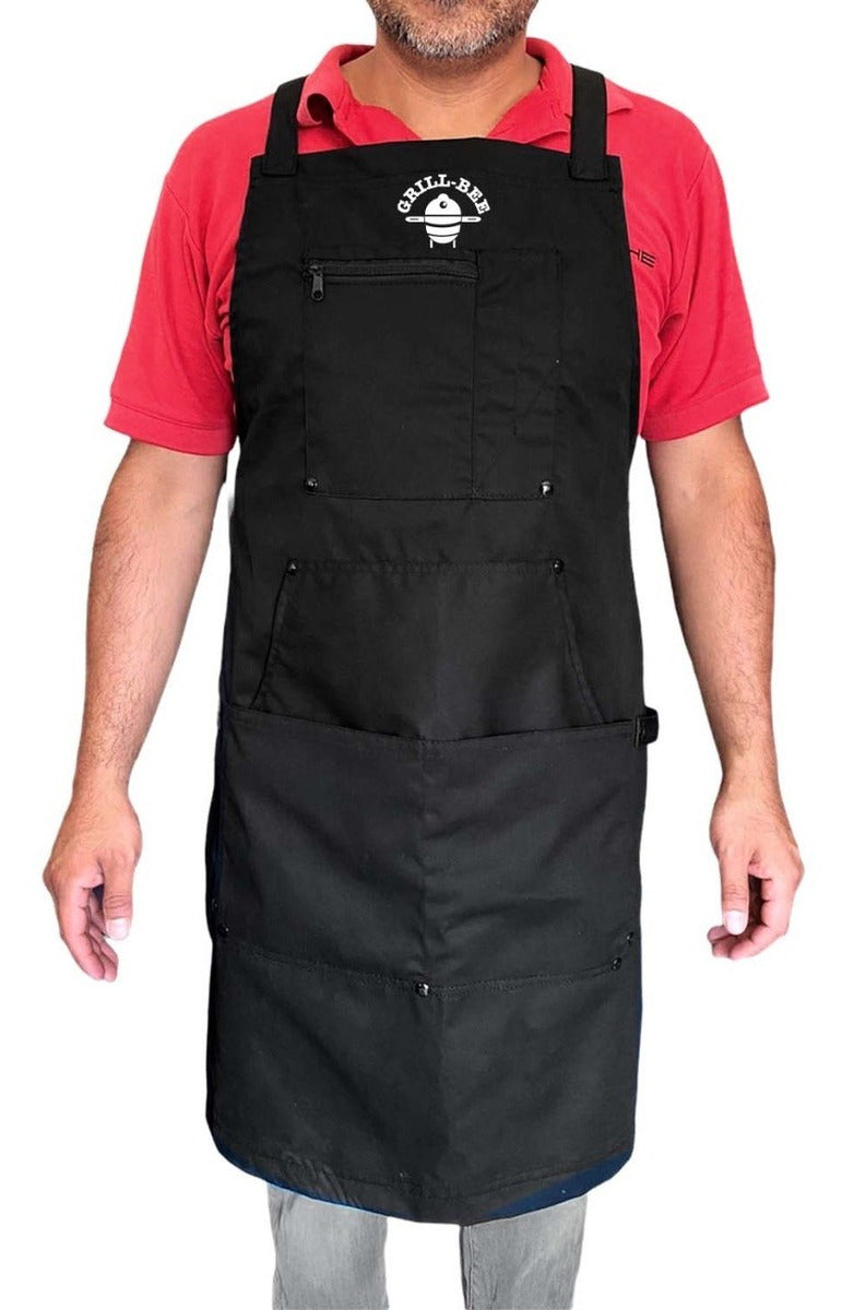 Mandil Parrillero Profesional | Lona Grill Bee | Color Negro