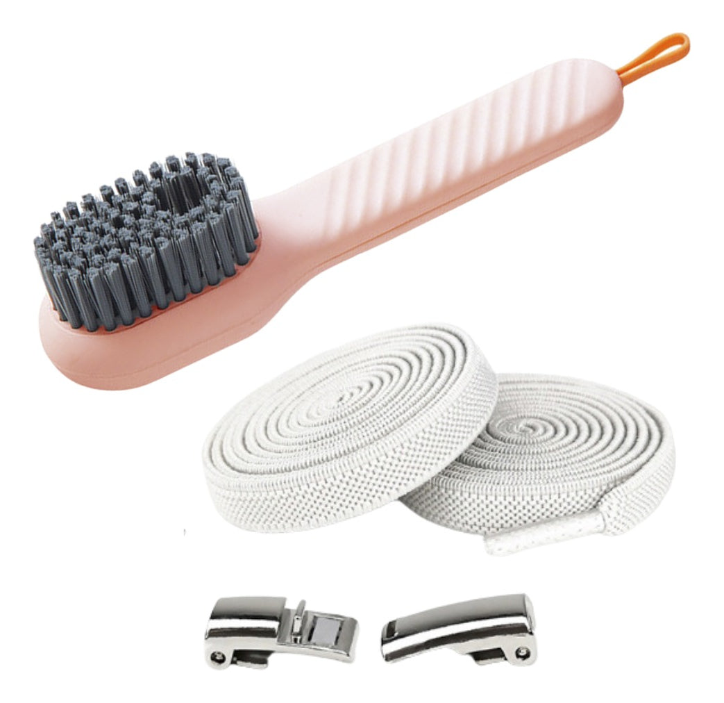 Kit para Lavar Tenis | Cepillo + Agujetas Elásticas