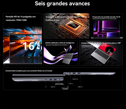 LAPTOP AOC AM16PRO AMD RYZEN 7 5825U 16GB RAM, 512GB SSD, 16" WINDOWS 11,