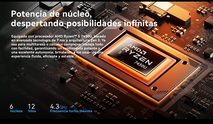 LAPTOP AOC AM16PRO AMD RYZEN 7 7430U 16GB RAM, 512GB SSD, 15.6" WINDOWS 11