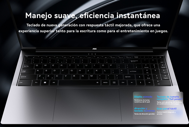 LAPTOP AOC AM16PRO AMD RYZEN 7 7430U 16GB RAM, 512GB SSD, 15.6" WINDOWS 11