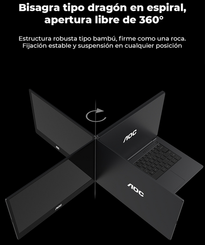 LAPTOP AOC INTEL CORE i7-1255U 16GB RAM, 1TB SSD, 14" CADA UNA (2 PANTALLAS), WINDOWS 11