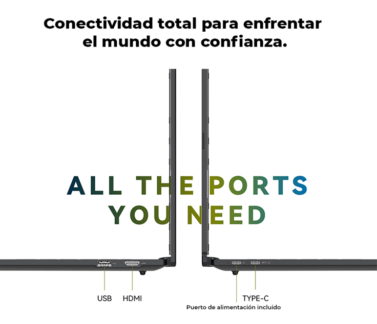 LAPTOP AOC INTEL CORE i7-1255U 16GB RAM, 1TB SSD, 14" CADA UNA (2 PANTALLAS), WINDOWS 11