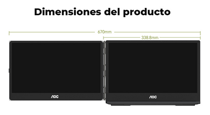 LAPTOP AOC INTEL CORE i7-1255U 16GB RAM, 1TB SSD, 14" CADA UNA (2 PANTALLAS), WINDOWS 11