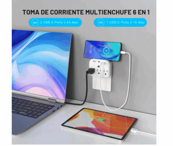 Enchufe Multicontacto De 6 Tomas De Corriente - Imagen 3